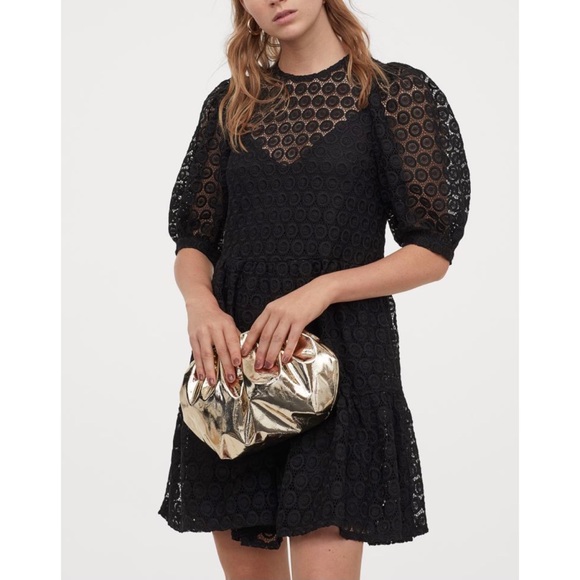 H&M Dresses Hm Puff Sleeve Crochet Lace Dress Poshmark
